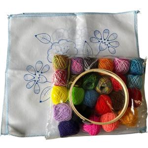 Mexican Embroidery Kit, 4 Napkins (17.7 x 16.5 inches), 24 Embroidery Floss, Embroidery Needle, Hoop