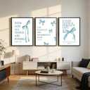 3 Pcs Blue Bow Wall Art Inspirational BiblePreppy Painting Pictures Wall Decor Blue Bow Bible Posters Prints Artwork Aesthetic for Girls Room College Apartment Living Room Bedroom Unframed, 24L"X16W"