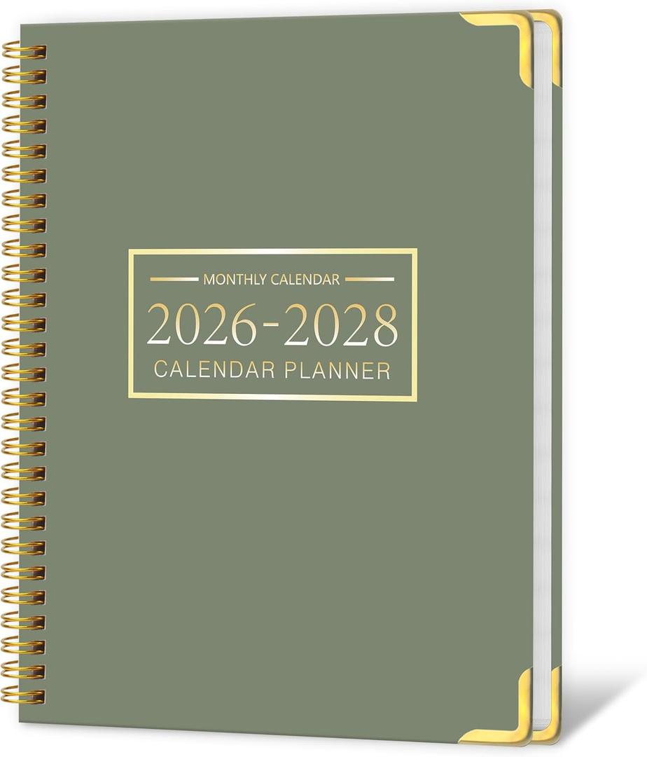 2026-2028 Monthly Planner - 3 Year Monthly Planner 2026-2028, Jan. 2026 - Dec. 2028, 8.5" x 11", 36 Months Calendar Planner with Spiral Bound, Notes Pages, Perfect for School & Office for Women & Men - Green