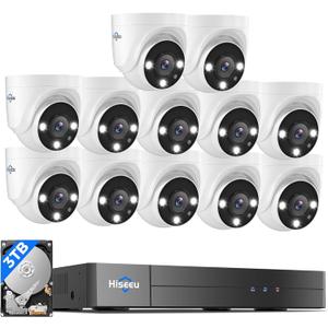 Hiseeu 12 Channel Wired Security Camera System with Smart Dual Light,Audio,Person/Vehicle Detection,121Wide View,5MP DVR,12PCS 5MP IP67 Outdoor CCTV Cameras,3TB HDD for 24/7 Surveillance