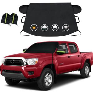 Joroamp Car Windshield Cover for Ice and Snow,600D Frost Removal Wiper Protector, All Weather Waterproof Sunshade Snow Cover with Side Mirrors Cover Fits Most Cars Trucks SUVs, XL (74 x 43 Inches)