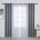 BONZER Mix and Match Curtains - 2 Pieces Branch Print Sheer Curtains and 2 Pieces Blackout Curtains for Bedroom Living Room Grommet Window Drapes, 54x84 Inch/Panel, Light Grey, Set of 4 Panels