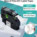 8-Pack TZe-241 TZe TZ Tape 18mm 0.7 Laminated White Compatible with Brother P Touch Label Tape 18mm .7 TZe241 for Brother PT-D400 PT-D410 PT-PT-D600 D610BT PTD460BT, 3/4 Inch