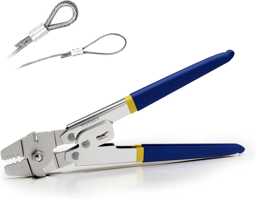 Wire Rope Crimping Tool, Swager Tool for Aluminum Crimping Loop Sleeves up to 2.2mm, 1/64in to 3/32in Stainless Steel Cable Crimper for Cable Crimping and Swaging Projects