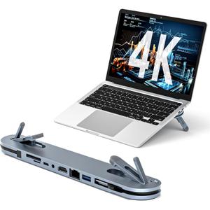 USB C Laptop Docking Station Stand, USB C Hub 7 in 1 Multiport Adapter with 4K HDMI, Gigabit Ethernet, USB A 3.0, PD 100W Charge, Universal Docking Stations for MacBook Pro/Air/Dell/HP/Surface/Lenovo