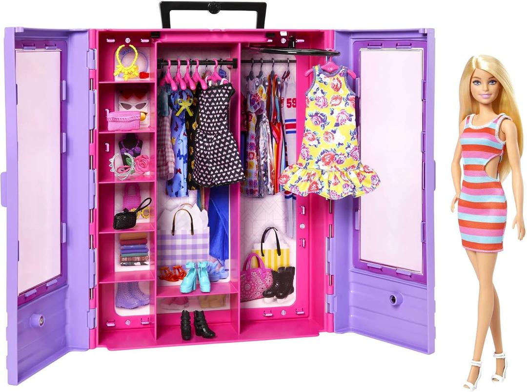 Barbie Fashionistas Ultimate Closet Portable Fashion Toy with Doll, Clothing, Accessories and Hangers, Gift for 3 Years Old and Up
