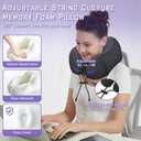 Phent zari Neck Travel Pillow, Upgraded Memory Foam Pillow for Airplane, Machine Washable, Adjustable Flight Pillow, Suitable for Sleeping Airplane, Car, Office and Home (Blue)