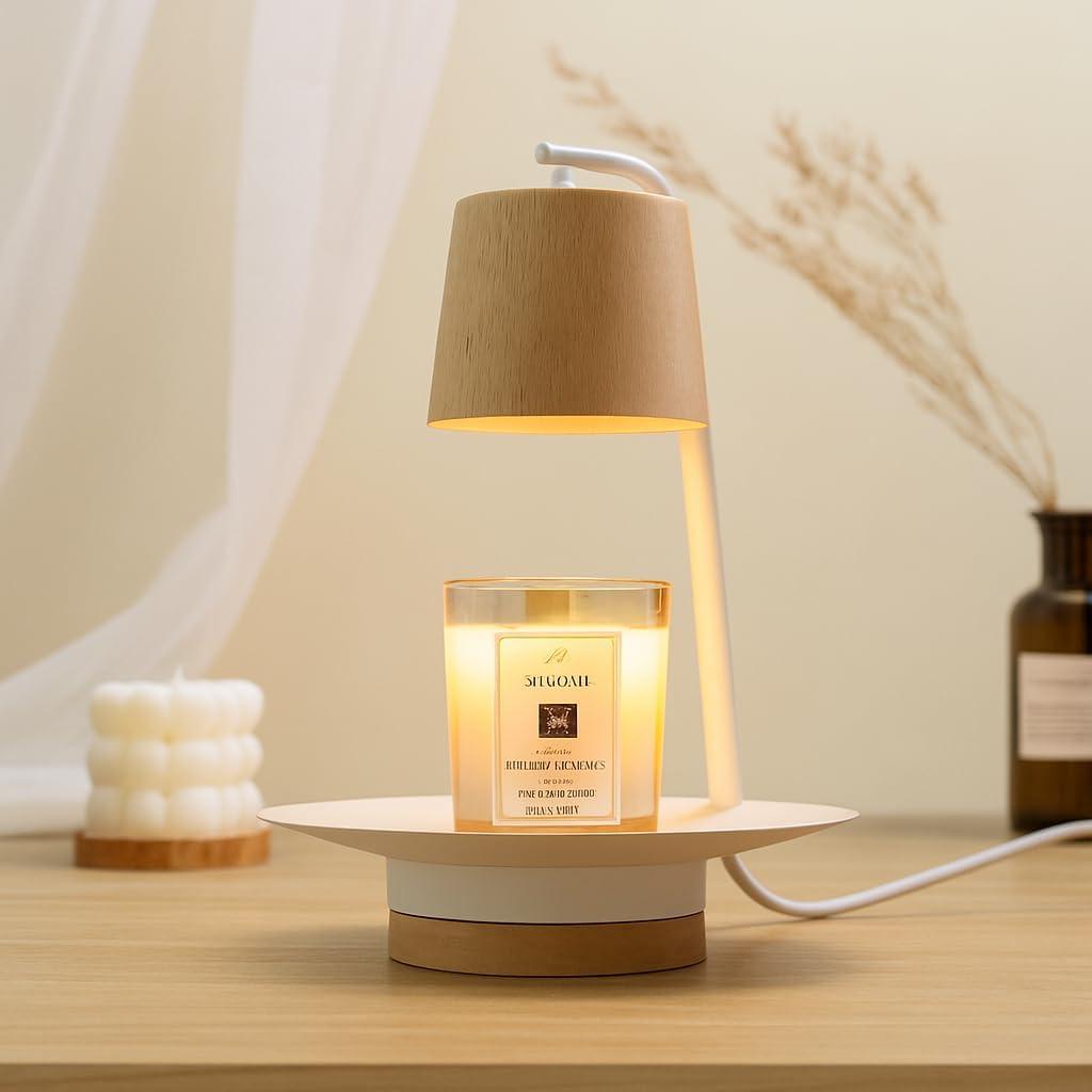 Candle Warmer Lamp with Timer Dimmer Adjustable Wooden Base, Mothers Day Birthday Gifts for Mom Women, Housewarming Gifts New Home Room Decor, Wax Warmer Lamp for Jar Candles with 2 Bulbs