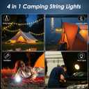 2Pack Camping String Lights, 4-in-1 Quick Storage Camp Light, 8Mode 32.8FT Hanging Tent Lights, Rechargeable Camp Lamp As Camping Essentials Gear, Waterproof LED Lantern for Hiking Travel Patio Party
