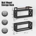 RICHER HOUSE Floating Shelves with Guardrail, Rustic Wood for Wall Dcor, Farmhouse Bathroom Accessories Mounted, Organizer over Toilet Storage, Kitchen, Living Room - Black