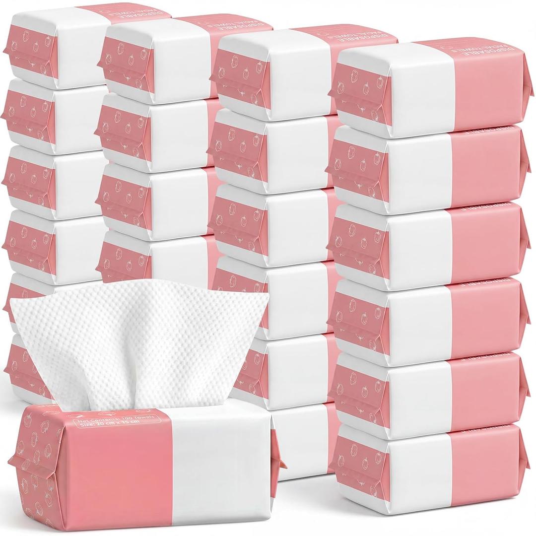 Riakrum Disposable Face Towels Bulk 24 Pack/2400 Ct Makeup Remover Wipes