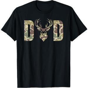 Old School Camo Dad Hunting, Camouflage Deer Father's Day T-Shirt, S