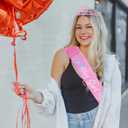 CAVETEE Birthday Crown and Sash for Girls, Birthday Decorations for Her Birthday Sash and Tiara for Women & Girls