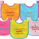 Luvable Friends Baby Cotton Terry Drooler Bibs with PEVA Back, Transportation, One Size (Pink Food)