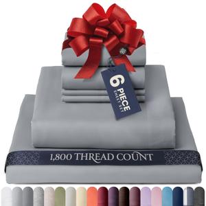 BELADOR Silky Soft Full Sheet Set - Luxury 6 Piece Bed Sheets for Full Size Bed, Secure-Fit Deep Pocket Sheets with Elastic, Breathable Hotel Sheets and Pillowcase Set, Wrinkle Free Oeko-TEX Sheets (02 Gray)