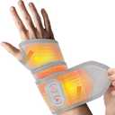 Cordless Wrist Hand Heating Pad Massage for Pain Relief, Rechargeable Heated Wrist Brace for Carpal Tunnel, Red Light Therapy Heated Wrist Massager Wrap for Arthritis (Silver)