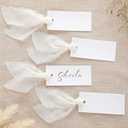 50 Pcs Name Place Cards for Table Setting Blank Wedding Place Cards with Chiffon Ribbon 1.57 x 3.54 Inch Hanging Gift Tags for Wedding Dinner Banquet Party Table Setting Supplies(Ivory)