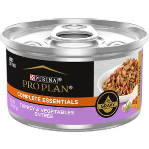 Purina Pro Plan Gravy, High Protein Wet Cat Food, COMPLETE ESSENTIALS Turkey & Vegetable Entree - (Pack of 24) 3 oz. Pull-Top Cans, BB Date: 11/2027