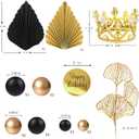Balls Cake Toppers Crown Tiara Cake Topper Happy Birthday Cake Decorations for Birthday Boho Wedding Baby Shower Party Decorations (Black Gold)