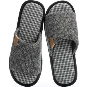 GOEWY Mens Slippers with Memory Foam Gifts House Slippers for Men Indoor Outdoor Slip On Non-Slip Sole Open Toe Cozy Bedroom Slippers Size 13-14 Black