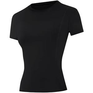 Runhit Women's Compression Shirts Short Sleeve Workout Tops Athletic Base Layer T-Shirt for Gym Running Yoga Basketball BJJ. S