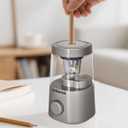 Electric Pencil Sharpener, Helical Blade Automatic Pencil Sharpener, Battery/USB Cord Operated Adjustable Sharpness for 6-8 mm Pencil, Classroom, School, Office, Home, Gray