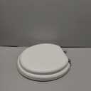 Mayfair Padded Toilet Seat with Chrome Hinges, Soft Vinyl over Wood Core Seat, Made in USA, Round, White (Elongated)