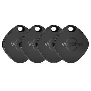 [Apple MFi Certified] VOCOlinc Air Tracker Tags 4 Pack Black, Smart Key Finder Work with Apple Find My APP (iOS Only,Not for Android), Item Locator for Luggage Suitcases/Bag/Wallet, Replaceable Battery