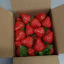 50 Pieces Artificial Red Strawberry Decor 1.3inch Fake Fruit Plastic Strawberries Lifelike Desktop Center Fake Strawberries Decorations,for Home Kitchen Party Decor Photography Prop