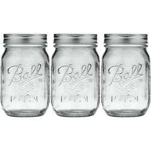 Ball Glass Mason Jar, Regular Mouth, Pint Size, 16 OZ (Pack of 3)