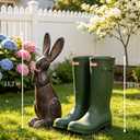 DiliComing Bunny Decor Resin Animals Statue - Garden Decorations Garden Decor for Outside Cute Cheeky Bunny Figurine Statues for Home Decor Outdoor Decor for Porch 11 Inch