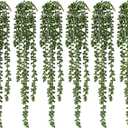 Dallisten 6 Pcs Artificial Succulents Hanging Plants, Fake String of Pearls Greenery Plants, Decoration for Wall, Home, Backdrop, Garden, Indoor and Outdoor