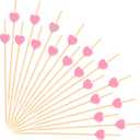 100pcs Pink Heart Cocktail Picks 4.7" Long Fruit Sticks Food Toothpicks Sandwich Appetizer Charcuterie Skewers, Made of Bamboo Wood, for Birthday Wedding Valentines Galentines Day Party Decorations