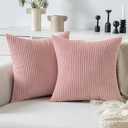 MIULEE Pack of 4 Pillow Covers Soft Solid Decorative Square Throw Pillow Covers Set Cushion Cases Pillowcases for Sofa Bedroom Car 18 x 18 Inch 45 x 45 Cm Blush Pink