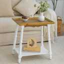 Square Side Table, 2-Tier Storage Shelf, 22x15in, Natural, 15 inches x 22 inches x 23.75 inches