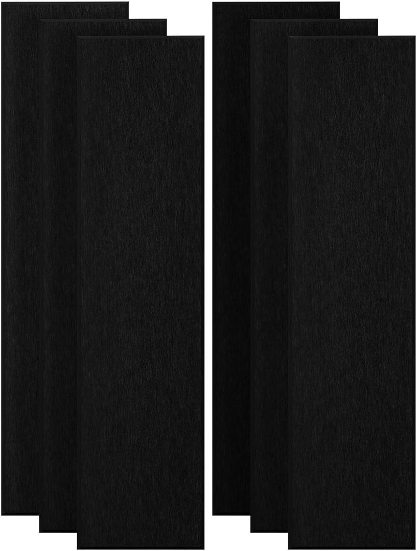 6 PCS Self-Adhesive Acoustic Panels, 47.2" x 11.8" x 0.4" Sound Acoustic Treatment Panels, High Density Sound Proof Panels for Home Theater and Office - Black