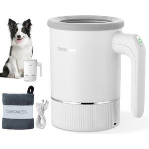 DOGNESS Automatic Dog Paw Cleaner, Rechargeable Paw Washer for Dogs Portable Electric Paw Cleaner Cup for Medium to Large Dogs (White)