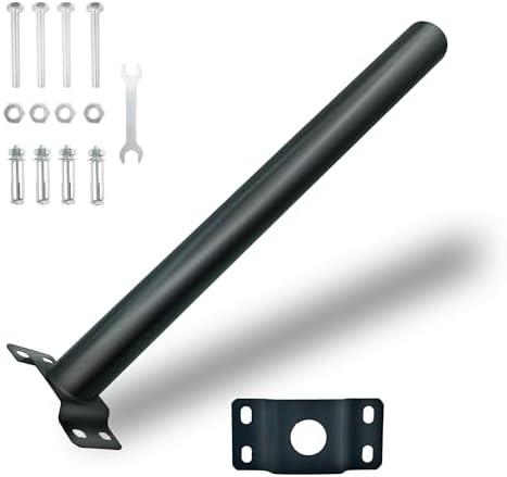 Light Pole Mount,20 Inch Length Solar Pole Mounting Bracket Extension Kit Wall Flag Black Metal Pipes Barn Light Fixture Antenna Adapter Outdoor Arm for LED Street Light (20 inches Black)