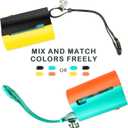 3 in 1 Dog Poop Bags Holder with Built-in LED Flashlight for Leash and Metal Clip for Hanging Used Bags Bi-Color Dog Poop Dispenser with Wristler(2 Holder 30 Bags, Blue&Black)