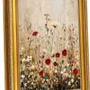 Gold Framed Wildflower Wall Art, 16x24 Floral Canvas Print | Vintage floral canvas print with ornate gold frame, ready to hang for bedroom, living room, bathroom, hallway, or gift.
