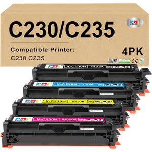 C230 C235 High-Yield Toner Cartridge 4 Pack for Xerox Replacement 006R04391 006R04392 006R04393 006R04394 Works with Xerox C235DNI/C230DNI Printer (Black,Cyan,Magenta,Yellow)