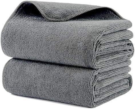 MICROFI New Microfiber Hair Drying Salon Towels, Quick Dry, Lint Free, 2 Pack (Gray, 20'' x 40'')