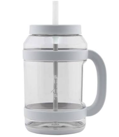 Gray Desktop Mug with Straw - Reduce WaterDay