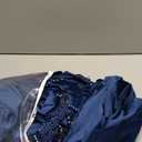 Phating Velvet Waterfall Valance for Living Room, Rod Pocket Swag Valance Curtains with Tassels for Kitchen 1 Panel, Navy, W89 Inches