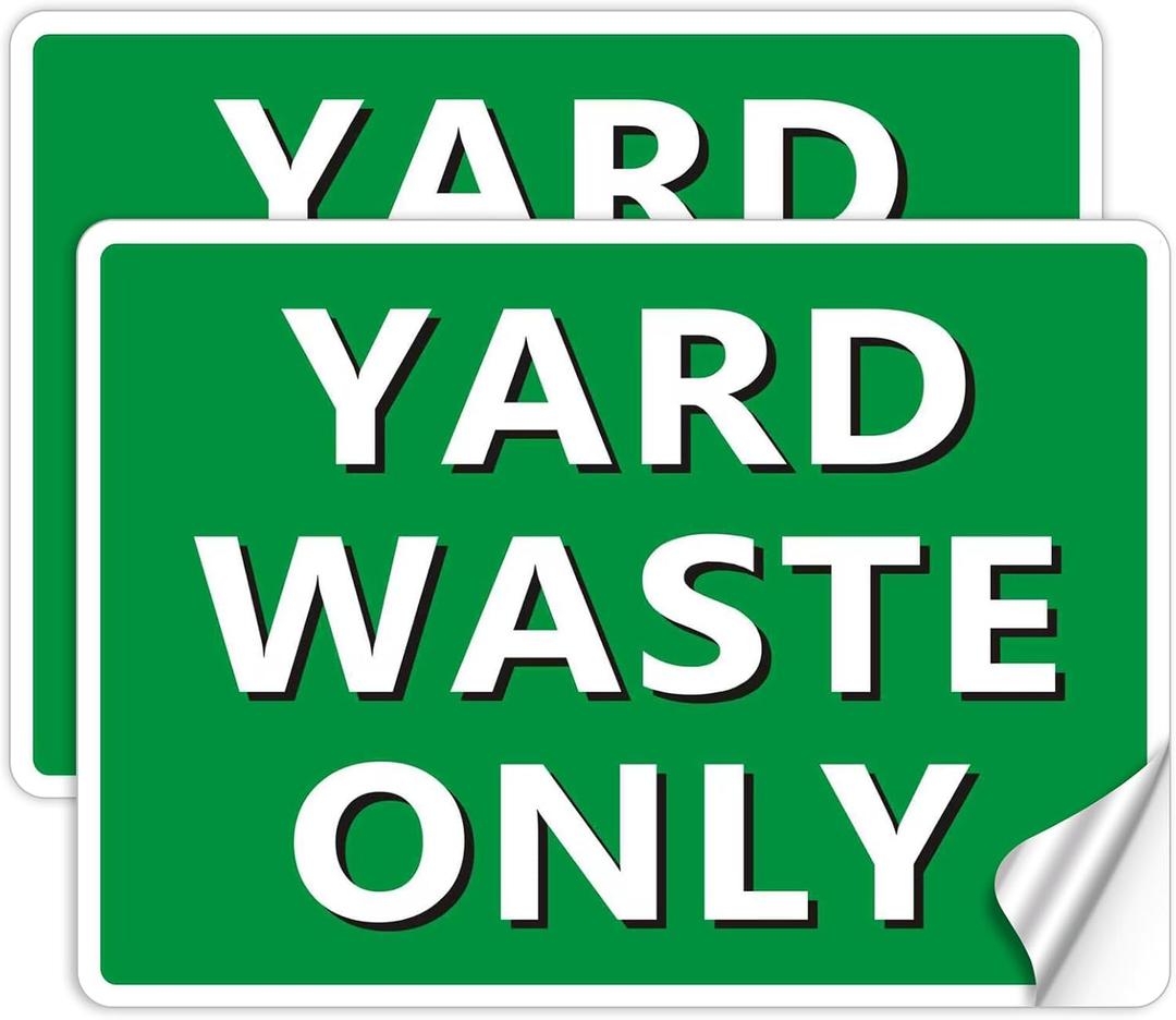 2 Pack Yard Waste Stickers for Trash Can,10" x 7" Vinyl Yard Waste Only Sign,Recycle Decals for Trash Barrels, Strong Self-adhesive,Waterproof & UV-Resistant,Easy to Remove Green