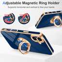 Designed for iPhone 17 Case with Ring Stand, 360 Rotatable Holder Support Magnetic Car Mount Soft TPU Plating with Full-Covered Lens Protection Phone Case for iPhone 17 Blue