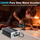3000 watt Pure sine Wave Inverter, 12V DC to 110V AC Power Inverter, with 3 AC Output sockets, USB Port, Type-C Port, Remote Control with LCD Screen, Used for Solar Emergency Power Supply in RV Homes