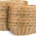 Yesland 16 Pack Plastic Oval Baskets, Food Storage & Fruit Basket, 8-3/4 x 6-1/4 x 2-3/4 Inches Basket Bin for Kitchen, Restaurant, Centerpiece Display (Brown)