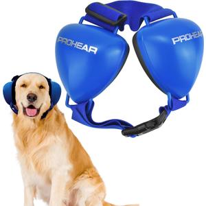 PROHEAR Dog Ear Muffs Hearing Protection for Dogs, NRR 28dB Noise Cancelling Headphones, Easy to Adjust Dog Hearing Protection Earmuffs for Thunder, Hunting, Tourism, Cars, Racing, Large, Blue