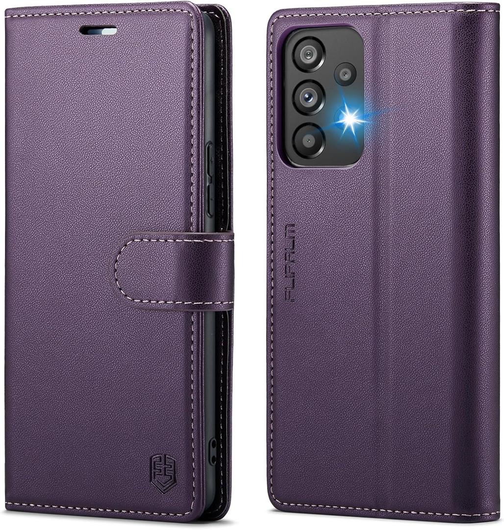 FLIPALM for Samsung Galaxy A53 5G Wallet Case with RFID Blocking Credit Card Holder, PU Leather Folio Flip Kickstand Protective Shockproof Cover Women Men for Samsung A53 Phone case(Purple)